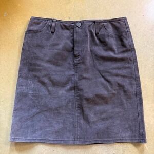 Low Rise Brown 100% Suede Mini Skirt Size Y2K Womens Size‎ 9